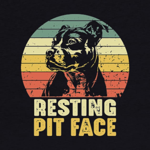 Dog Pitbull Resting Pit Face Funny by David Brown